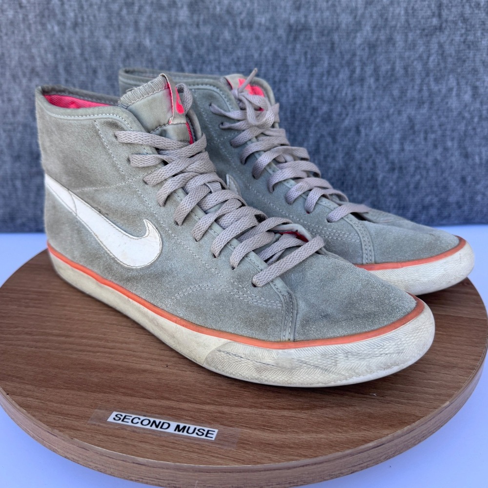Nike Primo Court Mid Grey Orange Suede Athletic Sneakers Trainers Women Size 7.5